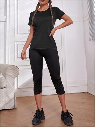 OYOANGLE Women's Open Back Workout Tops Short Sleeve Cut Out Crossover Hem Running Gym Exercise Athletic T Shirts in Saudi Arabia