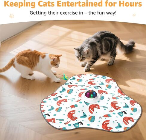 Interactive Cat Toys Rechargeable: Interactive Cats Toy with Chime - Automatic Cat Toys for Indoor Cats, Hide and Seek Toy with Motion, Moving Feather, USB,Blue in Saudi Arabia