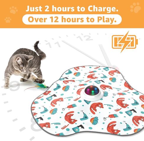 Interactive Cat Toys Rechargeable: Interactive Cats Toy with Chime - Automatic Cat Toys for Indoor Cats, Hide and Seek Toy with Motion, Moving Feather, USB,Blue in Saudi Arabia