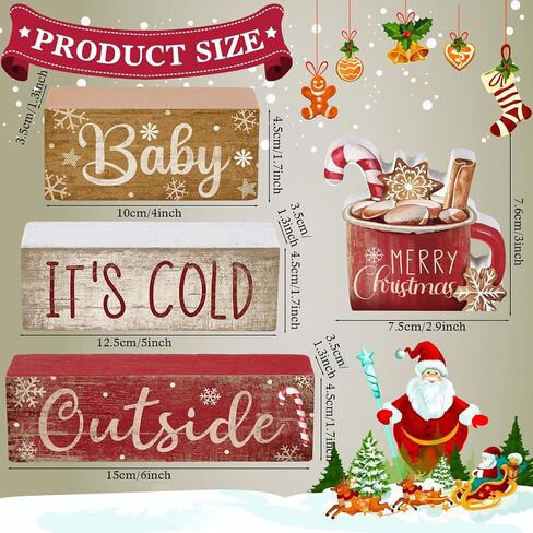 4 Pcs Wooden Winter Table Decorations Christmas Tiered Tray Decor Winter Gnome Decor Christmas Centerpiece for Tables Wooden Decorative Gnome Signs Gifts for Kitchen Office Home in Saudi Arabia