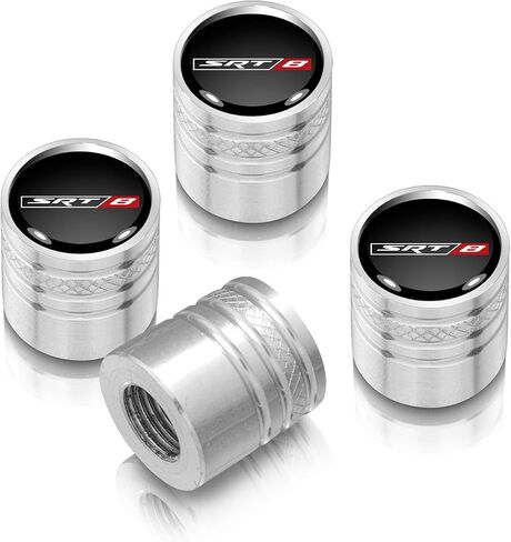 صورة iPick لـ Dodge Jeep SRT-8 باللون الأسود على أغطية جذع صمام الإطارات المصنوعة من الألومنيوم الفضي على شكل أسطوانة in Saudi Arabia