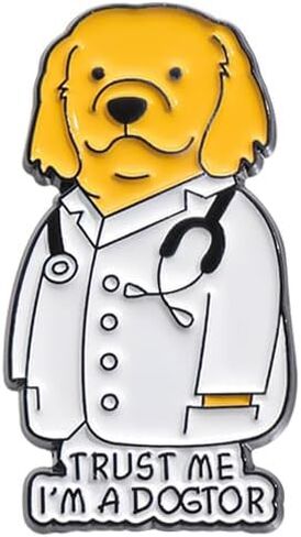 الإبداعية الكلب الطبيب بروش المينا دبوس ''TRUST ME I'M A DOGTOR'' الجدة مضحك الحيوان Ducktor التلبيب دبابيس لطيف الكرتون الأصفر جرو دبابيس حقائب الظهر جاكيتات شارة الملابس والاكسسوارات للنساء in Saudi Arabia