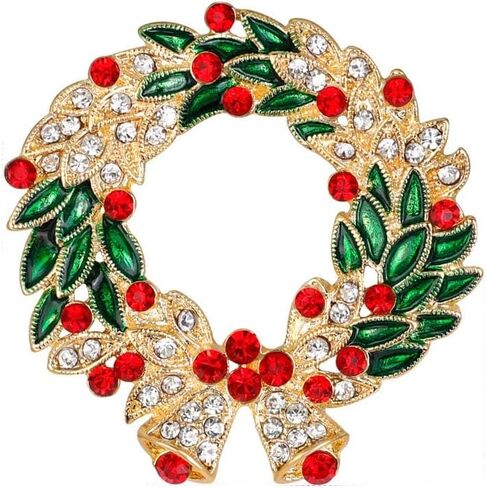 Christmas Pins for Women Christmas Tree Brooches Rhinestone Christmas Theme Brooch Christmas Wreath Brooch Women Christmas Jewelry Pins and Brooches Christmas New Year Party Accessories in Saudi Arabia