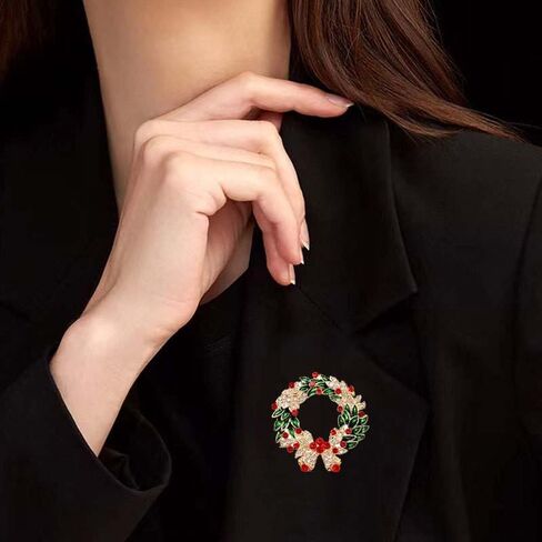 Christmas Pins for Women Christmas Tree Brooches Rhinestone Christmas Theme Brooch Christmas Wreath Brooch Women Christmas Jewelry Pins and Brooches Christmas New Year Party Accessories in Saudi Arabia