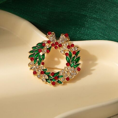 Christmas Pins for Women Christmas Tree Brooches Rhinestone Christmas Theme Brooch Christmas Wreath Brooch Women Christmas Jewelry Pins and Brooches Christmas New Year Party Accessories in Saudi Arabia