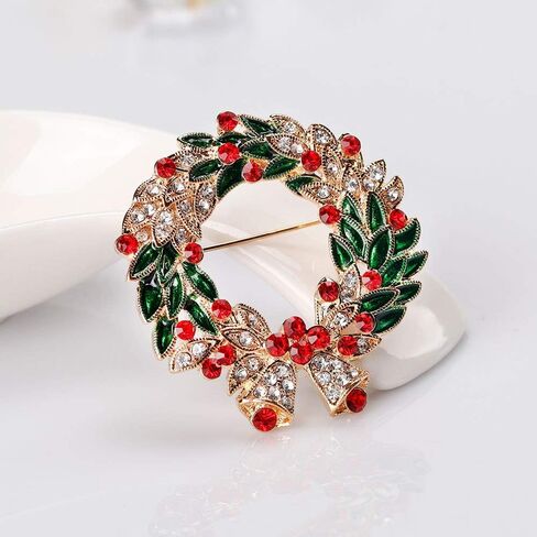 Christmas Pins for Women Christmas Tree Brooches Rhinestone Christmas Theme Brooch Christmas Wreath Brooch Women Christmas Jewelry Pins and Brooches Christmas New Year Party Accessories in Saudi Arabia