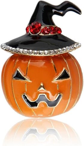 Dreuyet Pumpkin Brooch for Women Halloween Fashion Enamel Crystal Leaf Pumpkin Brooches Dress Accessories Halloween Party Jewelry in Saudi Arabia