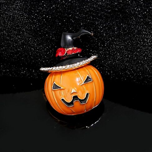 Dreuyet Pumpkin Brooch for Women Halloween Fashion Enamel Crystal Leaf Pumpkin Brooches Dress Accessories Halloween Party Jewelry in Saudi Arabia