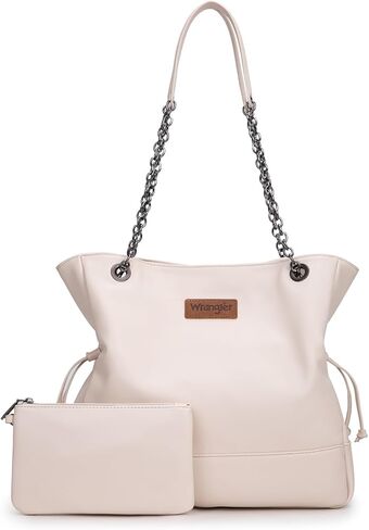 Montana West Wrangler Tote Bag for Women 2PCS Purses and Handbags Drawstring Shoulder Bag with Chain Straps in Saudi Arabia