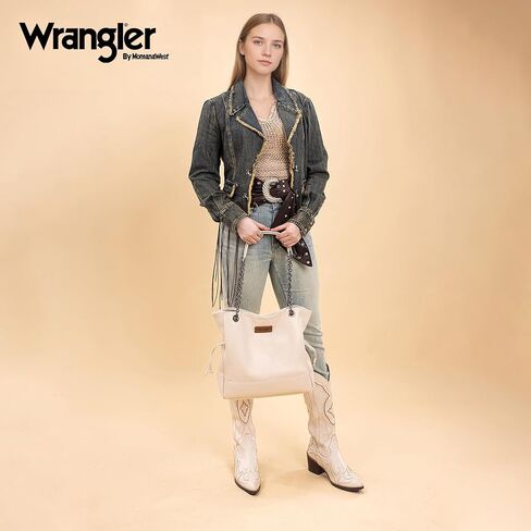 Montana West Wrangler Tote Bag for Women 2PCS Purses and Handbags Drawstring Shoulder Bag with Chain Straps in Saudi Arabia