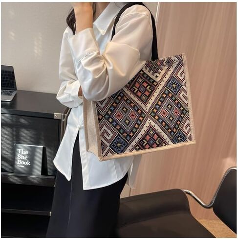 Generic Retro Utility Tote Bag, Oversized Capacity, Multiple Pockets, Women's Tote Bag, Black, 13.39" x 5.91" x 12.2", Adult, Female in Saudi Arabia