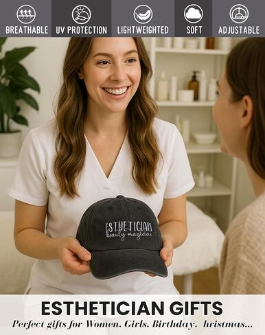 InnoBeta Esthetician Gifts Cap for Women - Adjustable Vintage Washed Cotton Embroidered Hat - Gift for Magic Beauty in Saudi Arabia