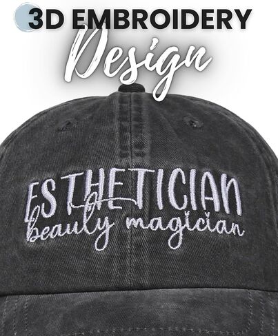 InnoBeta Esthetician Gifts Cap for Women - Adjustable Vintage Washed Cotton Embroidered Hat - Gift for Magic Beauty in Saudi Arabia