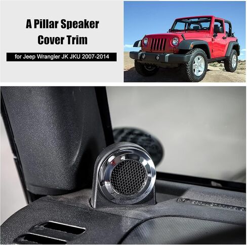 غطاء مكبر صوت A-Pillar ملحقات داخلية لتزيين 2007-2014 Jeep Wrangler JK JKU (كروم) in Saudi Arabia