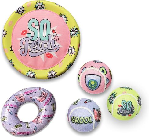 Yellowstone Official Merchandise Outdoor Toys for Dogs - Bundle Gift Set | 4 Squeaky Dog Balls for Fetch, Frisbee Disc, and Durable Chew Bone for Dogs in Saudi Arabia