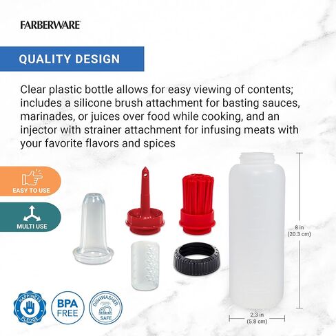 Farberware Professional Squeeze Bottles- Flavorful and Mess Free Cooking Indoors and Outdoors, Markings for Measuring, Dishwasher Safe, Set Of 2 in Saudi Arabia