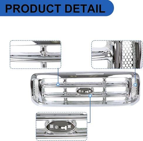 Perfit Liner Front Grille Grill Chrome 1999-2004 Fits FORD F250 F350 Super Duty | 2000-2005 FORD Excursion F81Z8200 FO1200417 in Saudi Arabia