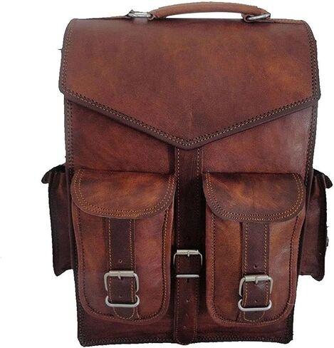 Handmade 3-in-1 Leather Convertible Bag – Vintage Brown Goat Leather Backpack, Handbag & Crossbody Satchel – Multipurpose Travel Shoulder Bag for Men & Women – Adjustable Strap Work & College Bag in Saudi Arabia