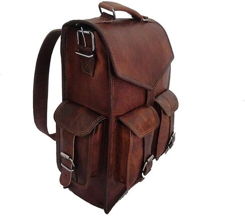 Handmade 3-in-1 Leather Convertible Bag – Vintage Brown Goat Leather Backpack, Handbag & Crossbody Satchel – Multipurpose Travel Shoulder Bag for Men & Women – Adjustable Strap Work & College Bag in Saudi Arabia