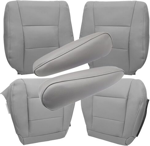 Priprilod Gray Leather Driver & Passenger Bottom & Top Lean Back and Arrmrest Replacement Cover Compatible with Toyota Land Cruiser 1998 1999 2000 2001 2002 2003 2004 2005 2006 2007 in Saudi Arabia
