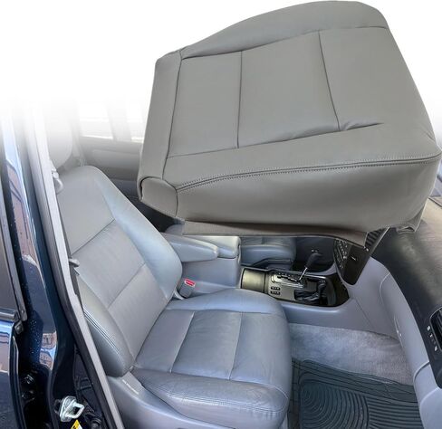 Priprilod Gray Leather Driver & Passenger Bottom & Top Lean Back and Arrmrest Replacement Cover Compatible with Toyota Land Cruiser 1998 1999 2000 2001 2002 2003 2004 2005 2006 2007 in Saudi Arabia