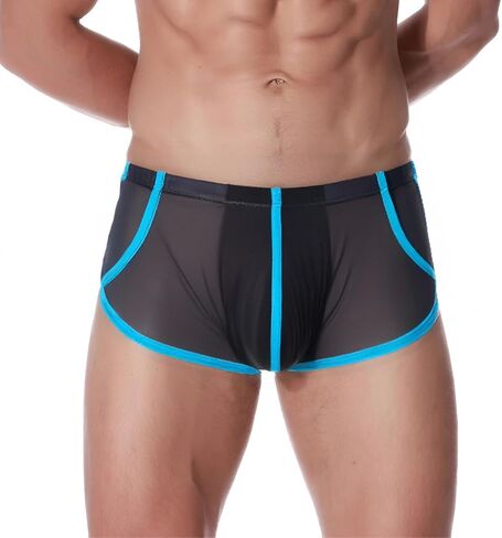 Mens Sexy Mesh Underwear Ice Silk See Through Boxer Briefs Sheer Trunks Thin Bulge Pouch in Saudi Arabia