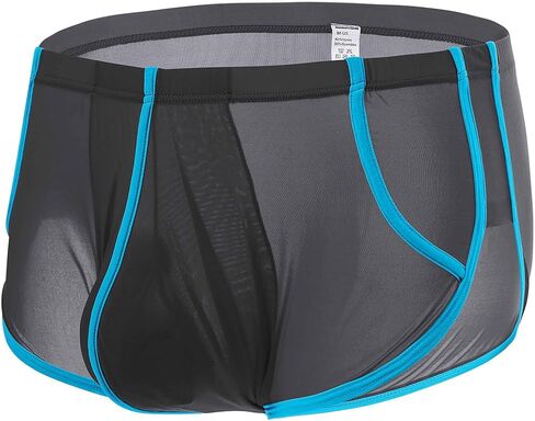 Mens Sexy Mesh Underwear Ice Silk See Through Boxer Briefs Sheer Trunks Thin Bulge Pouch in Saudi Arabia
