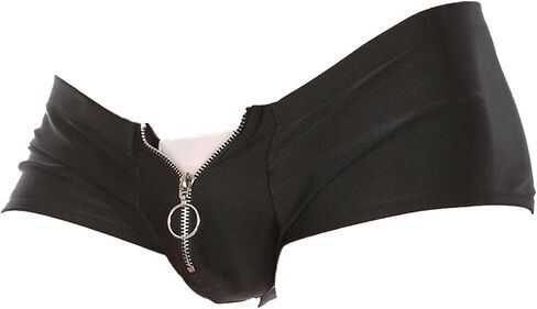 Men's Zipper Boxer Briefs with Pouch Low Rise Open Front Panties Sexy Underwear Stretch Short Lingerie in Saudi Arabia