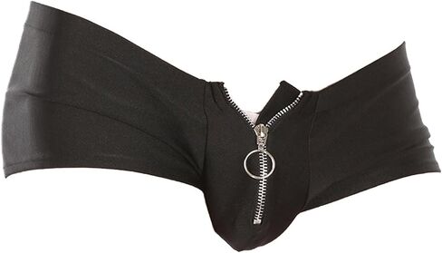 Men's Zipper Boxer Briefs with Pouch Low Rise Open Front Panties Sexy Underwear Stretch Short Lingerie in Saudi Arabia