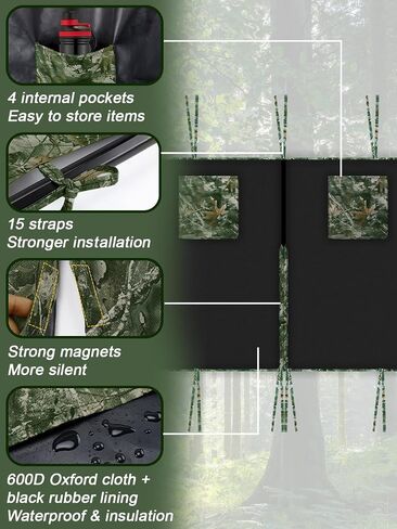 MADHOLLY Silent Magnetic Closure Tree Stand Blind - 100" × 35.4" Hunting Tree Stand Cover for 2 Man Stand, with Pocket, Universal Camo Tree Stand Accessories Ground Blinds for Deer Hunting Turkey in Saudi Arabia