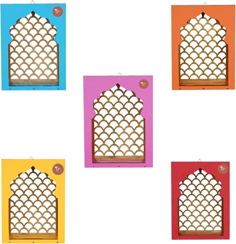 IGH Handmade Wooden Jharokha Wall Hanging Home Décor Showpiece, 8x6x2 Inch Weddings Gift, Wall Decor Gift, Festival Gift (5) in Saudi Arabia