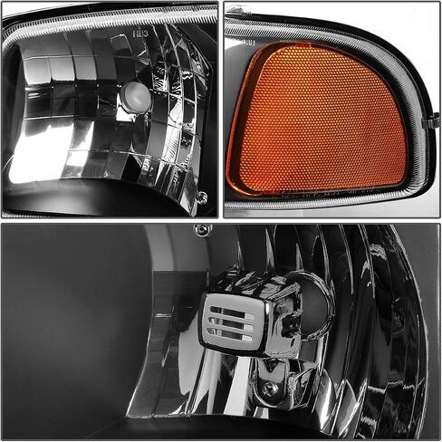 Auto Dynasty Headlights Assembly Compatible with 1999-2007 GMC Sierra Yukon 1500 2500 3500, Driver and Passenger Side Halogen Headlamps Replacement w/Bumper Lamps, Black Housing Clear Reflector in Saudi Arabia
