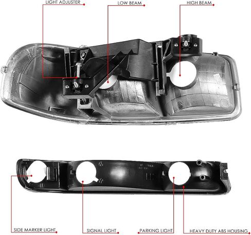 Auto Dynasty Headlights Assembly Compatible with 1999-2007 GMC Sierra Yukon 1500 2500 3500, Driver and Passenger Side Halogen Headlamps Replacement w/Bumper Lamps, Black Housing Clear Reflector in Saudi Arabia