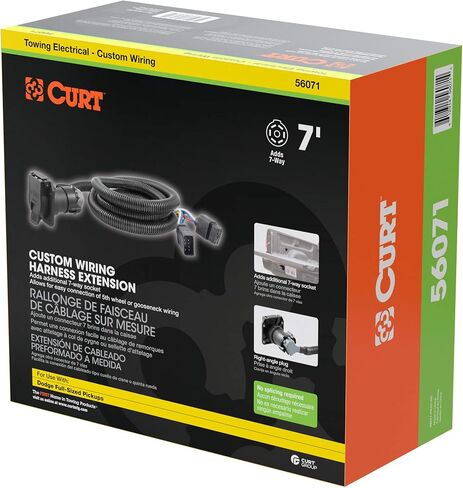 CURT 56071 سرير شاحنة جانبي بطول 7 أقدام، وصلة أسلاك للمقطورة ذات 7 دبابيس، اختر دودج رام 1500، 2500، 3500، داكوتا in Saudi Arabia