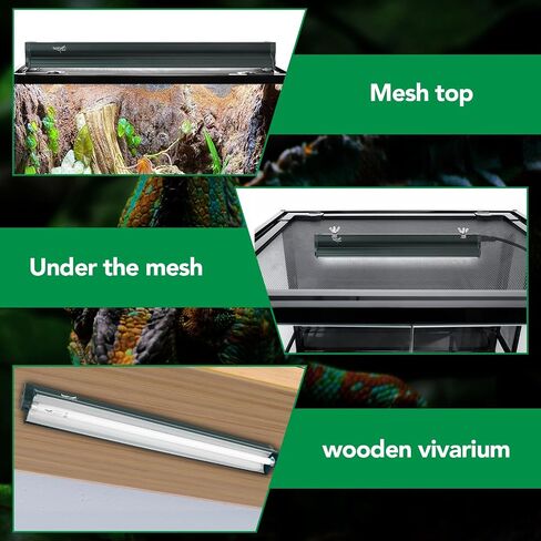 T5 Reptile Light Fixture Combo Kit 24W Light Fixture Reptile Terrarium Hood 10.0 UVB Light Bulb Fluorescent Tube Ideal for Tropical and Deserts Such as Bearded Dragon Lizards and Tortoises in Saudi Arabia