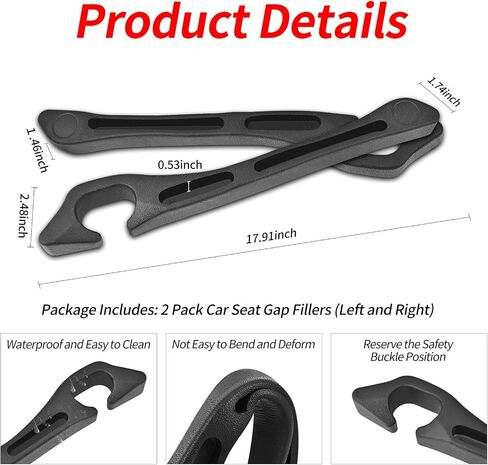 2 Pack Car Seat Gap Filler, Car Seat Gap Plug to Fill The Gap Between Seat and Console, Universal Car Seat Gap Filler Organizer Crevice Blocker Stop Things from Dropping in Saudi Arabia