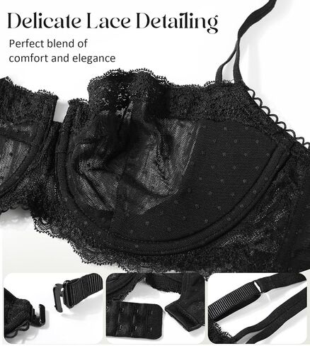 Women's Push Up Lace Balconette Bra Plus Size Sexy Full Coverage Unlined Underwire Multiway Everyday Bra in Saudi Arabia