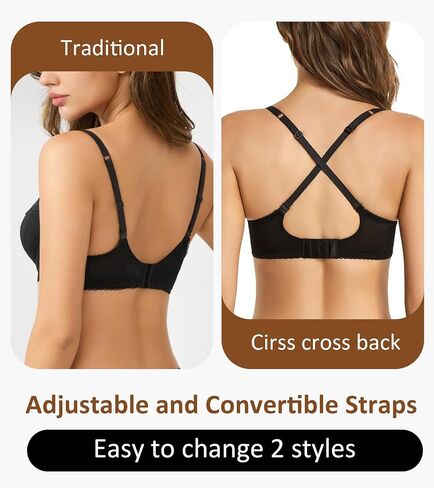 Women's Push Up Lace Balconette Bra Plus Size Sexy Full Coverage Unlined Underwire Multiway Everyday Bra in Saudi Arabia