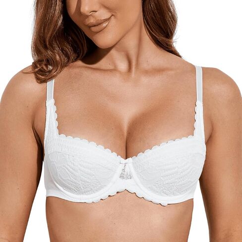 Deyllo Women's Balconette Push Up Bra Sexy Lace Lightly Padded Bra Underwire Demi Bras in Kuwait