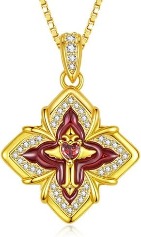 HeartMelody Clover Necklaces for Women Gold,Cross Necklace Wedding Anniversary Birthday Gifts for Wife Her Mom, 18K White /Rose Gold /14 K Gold Womens Fashion Jewelry with Birthstone Pendant Lucky Necklaces in Saudi Arabia
