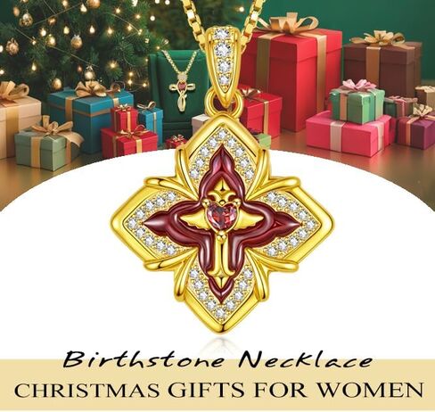 HeartMelody Clover Necklaces for Women Gold,Cross Necklace Wedding Anniversary Birthday Gifts for Wife Her Mom, 18K White /Rose Gold /14 K Gold Womens Fashion Jewelry with Birthstone Pendant Lucky Necklaces in Saudi Arabia