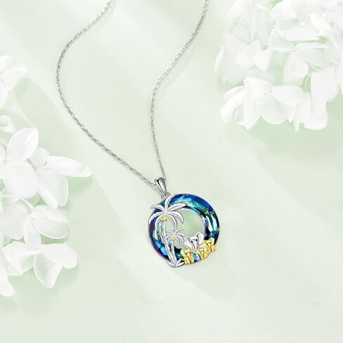 TOUPOP Elephant Necklace Gifts 925 Sterling Silver Crystal Elephant Family Pendant Necklace Birthday Christmas Gifts for Women in Saudi Arabia