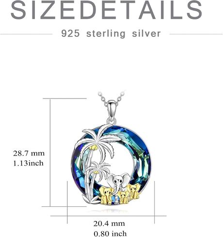 TOUPOP Elephant Necklace Gifts 925 Sterling Silver Crystal Elephant Family Pendant Necklace Birthday Christmas Gifts for Women in Saudi Arabia