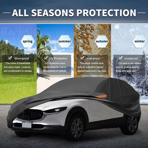 X AUTOHAUX غطاء سيارة في الهواء الطلق مقاوم للماء الشمس المطر الثلوج البرد حماية مع الجانب الأيسر الباب سستة الألومنيوم فيلم لمازدا CX-30 in Saudi Arabia