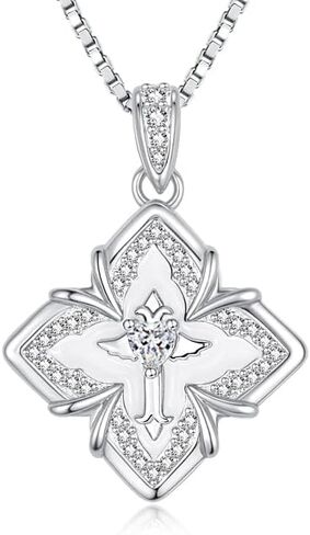 HeartMelody Clover Necklaces for Women Gold,Cross Necklace Wedding Anniversary Birthday Gifts for Wife Her Mom, 18K White /Rose Gold /14 K Gold Womens Fashion Jewelry with Birthstone Pendant Lucky Necklaces in Saudi Arabia