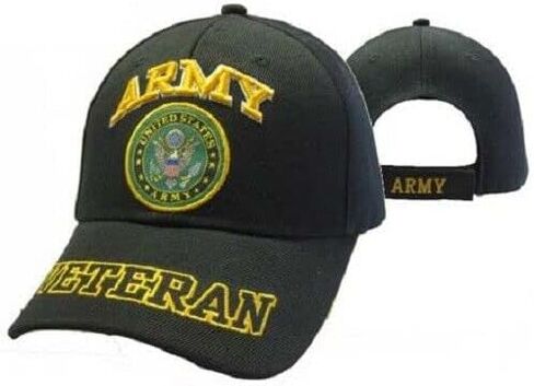 Official US Army Licensed Army Veteran Seal Letters Black Cap Hat in Saudi Arabia
