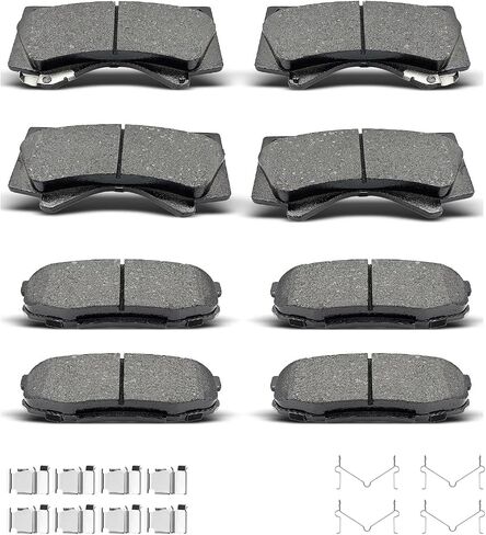 D1303 D1304 8 قطع من وسادات الفرامل الأمامية والخلفية السيراميكية مع مشابك تناسب تويوتا لاند كروزر 2008-2019، لتويوتا سيكويا 2008-2019، لتندرا 2007-2019، لكزس Lx570 2008-2019 in Saudi Arabia