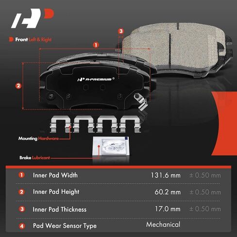 A-Premium Front and Rear Ceramic Disc Brake Pads Set Compatible with Select Hyundai and Kia Models - Elantra 2007-2008, Sonata 2003-2008, Tucson 2005-2009, Optima 2002-2010, For Sportage 2005-2010 in Saudi Arabia