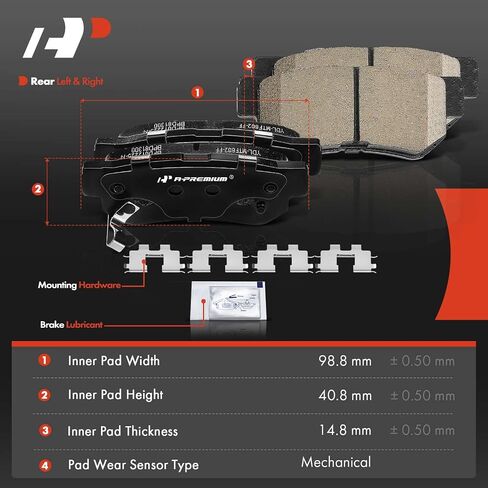 A-Premium Front and Rear Ceramic Disc Brake Pads Set Compatible with Select Hyundai and Kia Models - Elantra 2007-2008, Sonata 2003-2008, Tucson 2005-2009, Optima 2002-2010, For Sportage 2005-2010 in Saudi Arabia