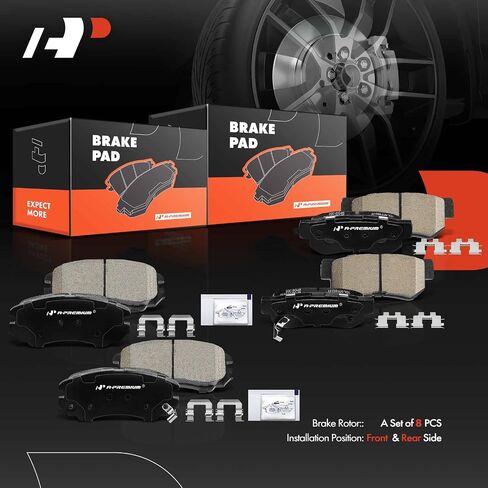 A-Premium Front and Rear Ceramic Disc Brake Pads Set Compatible with Select Hyundai and Kia Models - Elantra 2007-2008, Sonata 2003-2008, Tucson 2005-2009, Optima 2002-2010, For Sportage 2005-2010 in Saudi Arabia